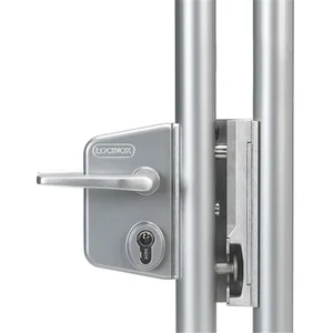 Gittertorschloss-Set LARQ4040 U2L, PZW, für Rundrohr, Aluminium silberfärbig