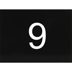 Nummernschild selbstklebend, 40 x 30 mm, Type 9, Kunststoff schwarz glänzend