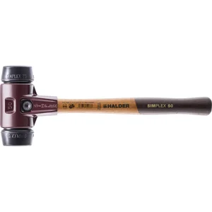 HALDER Schonhammer Temperguss Kopf ø 50 mm Gummi schwarz Hickory Stiel