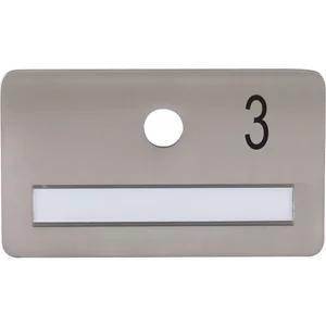 SOLIDO Namensschild ohne Spion, Bohrung ø 14, Edelstahl satiniert, Gravur Nr. 3