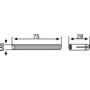DORMA-Glas Gewindestift für PT 30, M 8 mit Dübel, Stahl verzinkt (03.134)