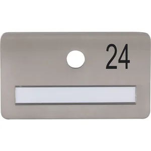 SOLIDO Namensschild ohne Spion, Bohrung ø 14, Edelstahl satiniert, Gravur Nr. 24