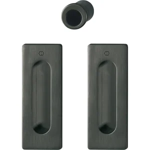 HOPPE Schiebetürmuschel Set M464 - BL, eckige Rosette, schwarz satiniert
