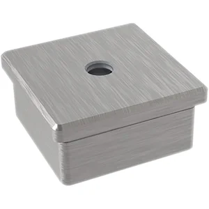 ECONOMY Endkappe eckig,hohl m.Mittelbohrung M8,50x50mm,Edelstahl geschliffen V2A