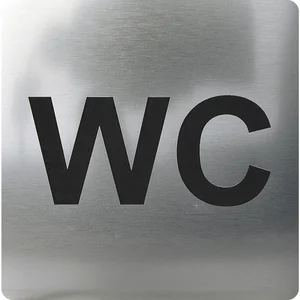 WC Symbol selbstklebend, 100 x 100 mm, Kunststoff Edelstahl-Effekt