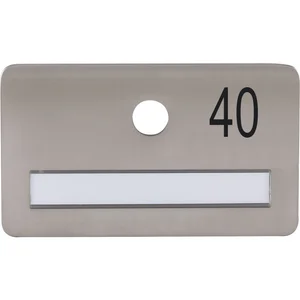 SOLIDO Namensschild ohne Spion, Bohrung ø 14, Edelstahl satiniert, Gravur Nr. 40