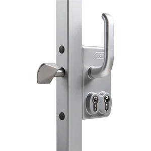 Schiebetorschloss LGKZ5050 D1L mit 2 Zylindern,für 50mm Vierkantrohr,Alu RAL6005