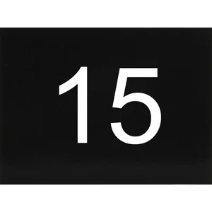 Nummernschild selbstklebend, 40 x 30 mm, Type 15, Kunststoff schwarz glänzend