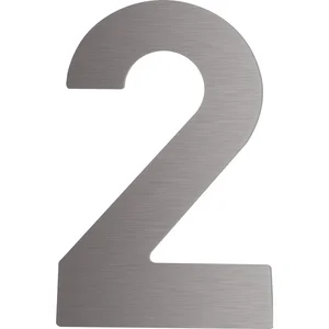 Hausnummer 2 - Höhe 120 mm, mit 2 Gewindenocken M5, Edelstahl
