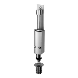 Türfeststeller 1240 mit Bodenbüchse Hub 30 mm, Alu silber eloxiert / Edelstahl