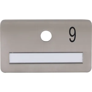 SOLIDO Namensschild ohne Spion, Bohrung ø 14, Edelstahl satiniert, Gravur Nr. 9
