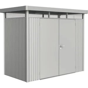 BIOHORT Gerätehaus HighLine H1 silber-metallic Doppeltür