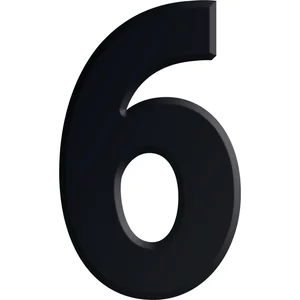 Ziffer selbstklebend, Type 6, Höhe 30 mm, Aluminium schwarz eloxiert
