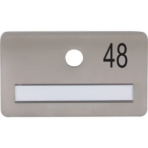 SOLIDO Namensschild ohne Spion, Bohrung ø 14, Edelstahl satiniert, Gravur Nr. 48