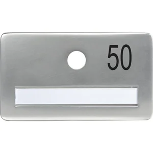 SOLIDO Namensschild ohne Spion, Bohrung ø 14, Alu silber eloxiert, Gravur Nr. 50