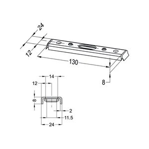 WINKHAUS Schließblech für Türkantriegel oben, 130 x 24 x 8 mm, silber