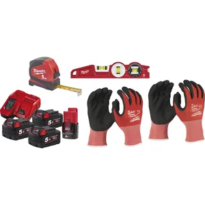 MILWAUKEE Akku-Starterset Power Combo Pro 18 Volt / 12 Volt mit 4 Akkus