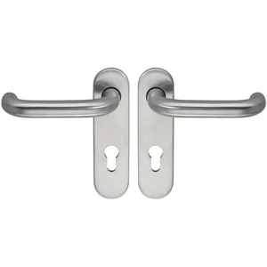 ECO Drückergarnitur D110/KS mit Kurzschild PZ 72, TS 40-66 mm silber eloxiert