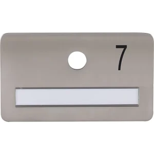 SOLIDO Namensschild ohne Spion, Bohrung ø 14, Edelstahl satiniert, Gravur Nr. 7
