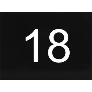 Nummernschild selbstklebend, 40 x 30 mm, Type 18, Kunststoff schwarz glänzend