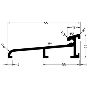 GUTMANN Türschwelle Weser 66 L=6000 mm auf Maß 66 x 22 mm Alu silber eloxiert