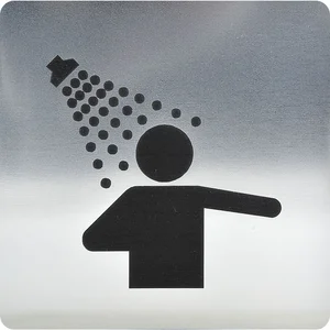 WC Symbol Duschraum selbstklebend, 100 x 100 mm, Kunststoff Edelstahl-Effekt