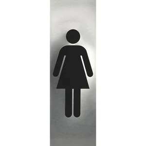 WC Symbol Frau selbstklebend, 48 x 150 mm, Edelstahl gebürstet