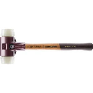 HALDER Schonhammer Temperguss Kopf ø 40 mm Nylon weiß Hickory Stiel