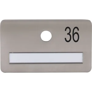 SOLIDO Namensschild ohne Spion, Bohrung ø 14, Edelstahl satiniert, Gravur Nr. 36