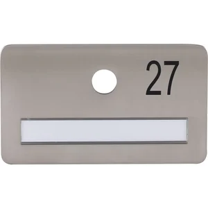 SOLIDO Namensschild ohne Spion, Bohrung ø 14, Edelstahl satiniert, Gravur Nr. 27