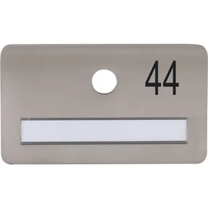 SOLIDO Namensschild ohne Spion, Bohrung ø 14, Edelstahl satiniert, Gravur Nr. 44