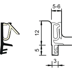 Flügelfalzdichtung SP 7603, Kunststoff graphitgrau