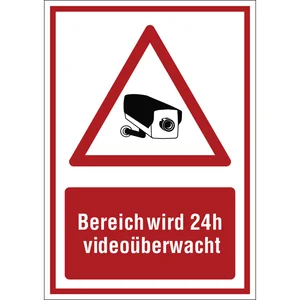 Hinweisschild Bereich wird videoüberwacht 371 x 262 mm