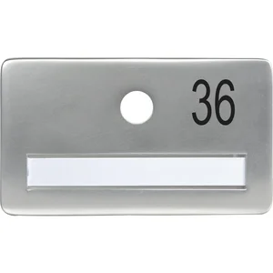 SOLIDO Namensschild ohne Spion, Bohrung ø 14, Alu silber eloxiert, Gravur Nr. 36