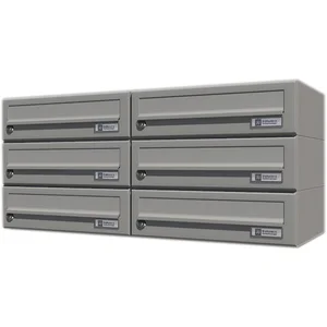 JU Hausbrieffachanlage 6-teilig, 750 x 330 x 280 mm, Stahl grau RAL 9007