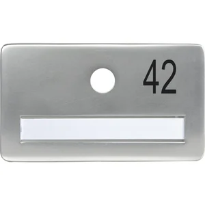 SOLIDO Namensschild ohne Spion, Bohrung ø 14, Alu silber eloxiert, Gravur Nr. 42