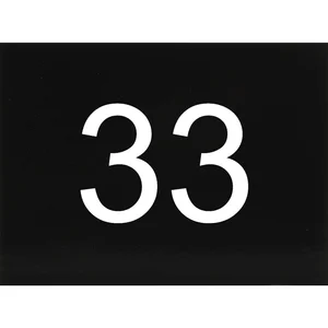 Nummernschild selbstklebend, 40 x 30 mm, Type 33, Kunststoff schwarz glänzend