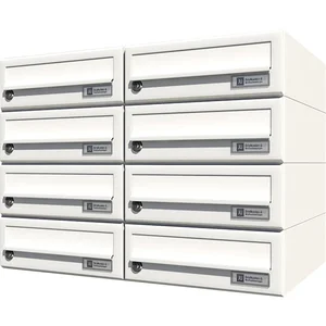 JU Hausbrieffachanlage 8-teilig, 600 x 440 x 380 mm, Stahl weiß RAL 9016