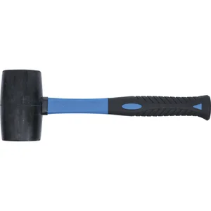 BGS Gummihammer schwarz fassförmig 70 x 125 mm mit Fiberglasstiel