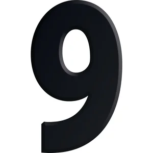 Ziffer selbstklebend, Type 9, Höhe 30 mm, Aluminium schwarz eloxiert
