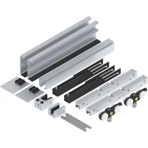SOLIDO 100 Beschlagset Glas Einzugsdämpfung Laufschiene Blende L=2500 mm silber