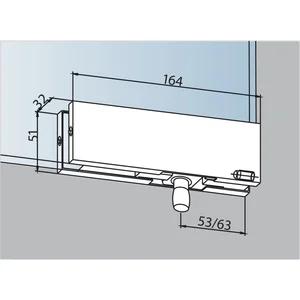 DORMA-Glas Oberlichtbeschlag PT 30 m. Zapfen ø 15 mm, silber eloxiert (03.120)