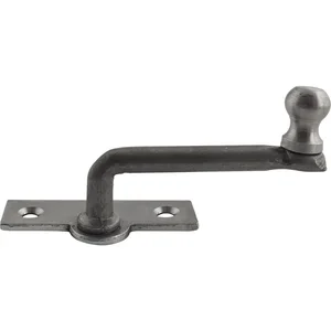 Fensterreiber m. Eisenknopf auf eckiger, austrag. Platte, 25 mm, Stahl blank
