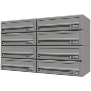 JU Hausbrieffachanlage 8-teilig, 750 x 440 x 280 mm, Stahl grau RAL 9007