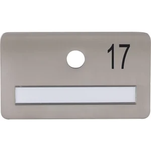 SOLIDO Namensschild ohne Spion, Bohrung ø 14, Edelstahl satiniert, Gravur Nr. 17