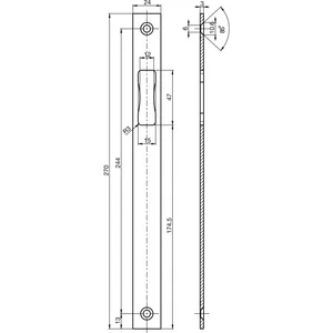 BKS Schließblech B 9000 1046, 270 x 24 mm, nur Falle, flach eckig