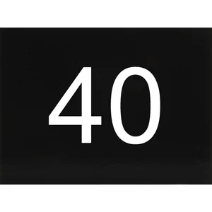 Nummernschild selbstklebend, 40 x 30 mm, Type 40, Kunststoff schwarz glänzend