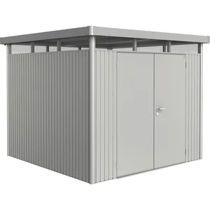 BIOHORT Gerätehaus HighLine H4 silber-metallic Doppeltür