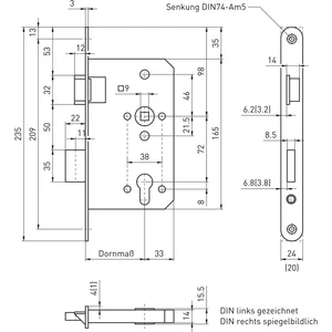 BMH Fluchttürschloss 6013 1-flg. Funktion E/EN 1125, links, Edelstahl Stulp 24