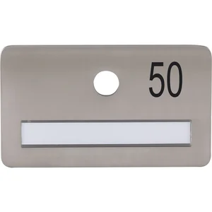 SOLIDO Namensschild ohne Spion, Bohrung ø 14, Edelstahl satiniert, Gravur Nr. 50